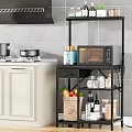 Kitchen Storage Rack With Multi Tiered Shelves For Microwave Spices And Fruits