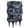 Black Decorative Cabinet With Wavy Design And Drawers On Elegant Legs