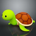 Adorable Green Turtle Character With Brown Textured Shell In 3D Cartoon Design
