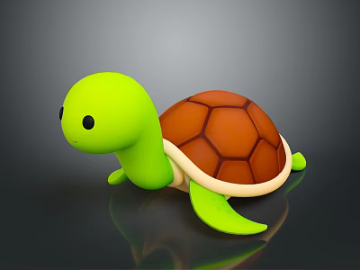 Adorable Green Turtle Character With Brown Textured Shell In 3D Cartoon Design 3d model