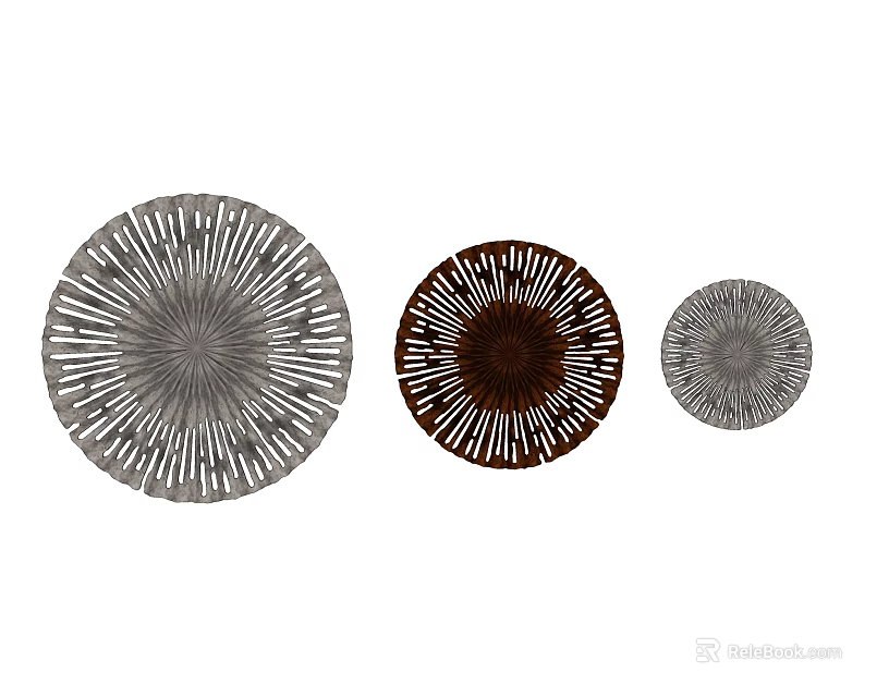 Unique shaped Wall Lamps with Circular Radiant Patterns in Gray Dark Brown and Light Gray 3d model 