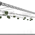 Exhibition Hall Ceiling Design With Metal Framework Circular Lighting And Display Panels