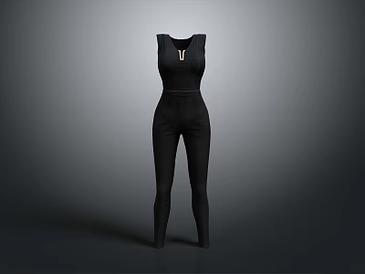 Fashion Style Black Pants Women Pants Sleeveless Full Body Dress Gray Background Clothing Fashion Wear Women Fashion Clothes Clothing 3d model