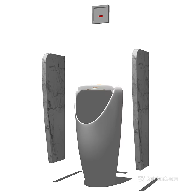 Modern White Urinal With Sleek Design And Marble Side Panels In Bathroom Space 3d model 