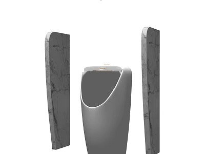 Modern White Urinal With Sleek Design And Marble Side Panels In Bathroom Space 3d model