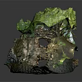 Ancient Stone Ruins Surrounded By Wooden Trees And Moss Covered Stones