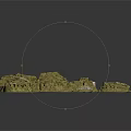 Green Vegetated Terrain Scene Components With Model Landscape Details And Pieces