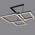 Modern Geometric Chandelier With LED Lighting And Suspended Square Frames 3d model