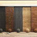 Wooden Wall Panels With Various Colors Wood Grain Textures Matching Bottom Spheres And Side Magazine