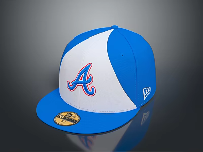 Stylish Blue And White Atlanta Braves Baseball Cap With New Era Logo 3d model