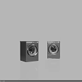 Modern Front Load Washing Machines Black and Silver With Digital Control Panels For Home Laundry