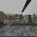 Hotel Lobby Interior With Wooden Walls Marble Reception Desk Pendant Lights And Sofa Seating Area