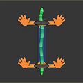 Character Creature 3D Model With Green Spiral Structure And Orange Hands