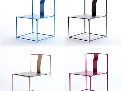 Modern Minimalist Single Chairs with Various Colors Sleek Metal Frame Design 3d model