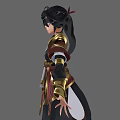 Woman In Red Black Traditional Outfit With Gold Accents Standing With Arms Outstretched