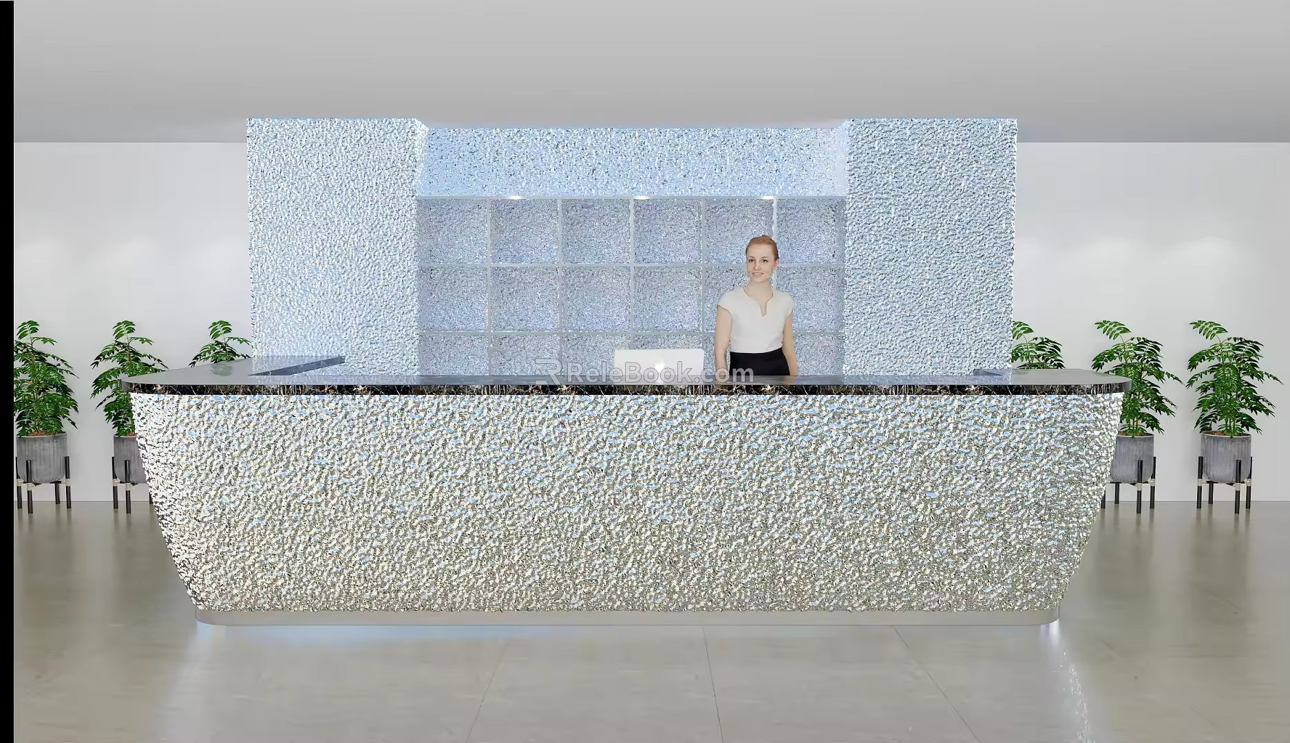 Modern Front Desk Mall Service Desk 3d model