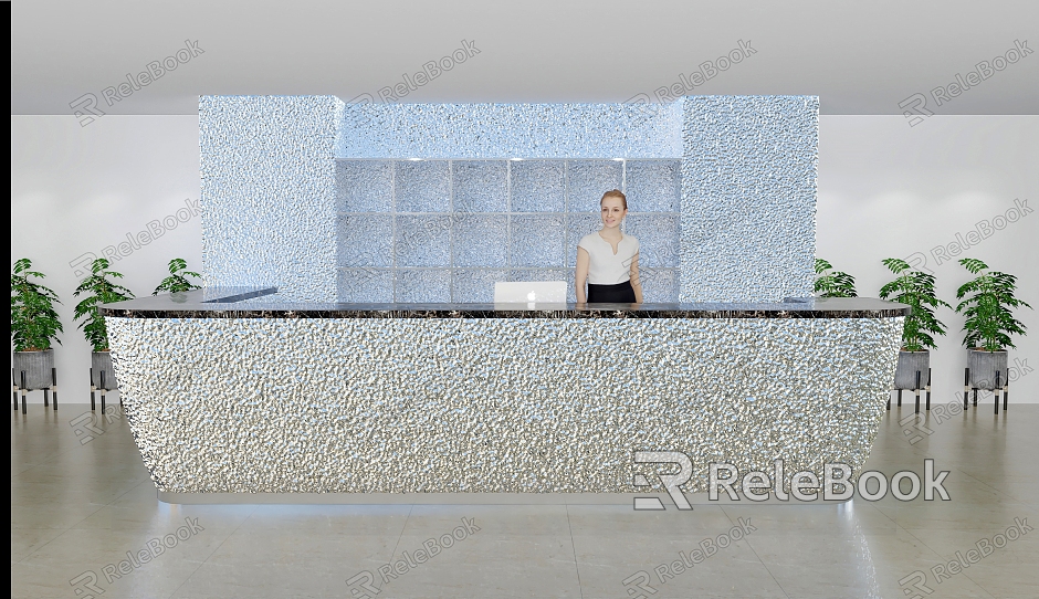 Modern Front Desk Mall Service Desk model