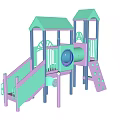 Colorful Outdoor Playground Equipment With Double Slides And Tower Structures For Kids
