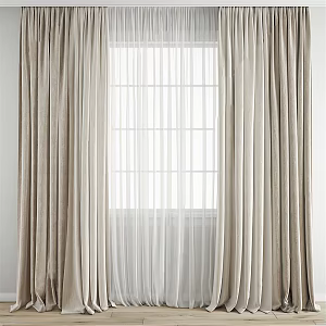 Modern Curtain Fabric Pleated Curtain 3d model