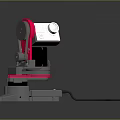 Computer Robotic Arm With Red And Silver Design Base And Cable Components 3d model