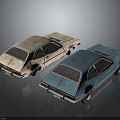 Two Weathered Vintage Cars White And Blue Classic Models With Rustic Exteriors And Retro Design