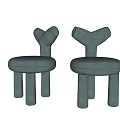 Blue Kids Chair With Heart Shaped Backrest Soft Upholstery And Rounded Four Legs