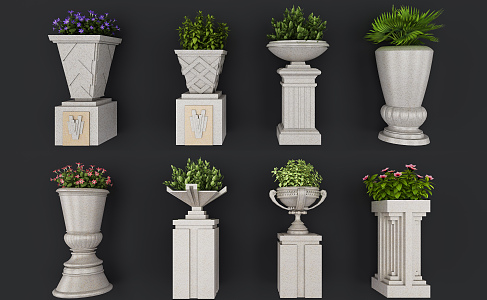 European Style Flower Bowl Flower Bowl Flower Potted Plant Combination 3d model