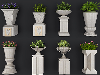 European Style Flower Bowl Flower Bowl Flower Potted Plant Combination 3d model