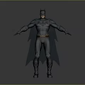 Batman 3D Character Model With Gray Costume Black Cape And Yellow Belt