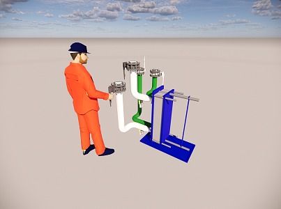 Plate heat exchanger piping layout workers 3d model