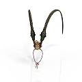 Decorative Household Ornament With Curved Horn Like Structure Green Gold Red Loop And Key Decoration