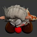 Cute Clown Character With White Hair Red Nose And Argyle Shirt