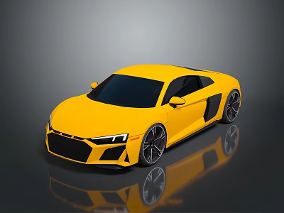 Aerodynamic Yellow Sports Car With Sleek Design Black Wheels And Reflective Finish 3d model