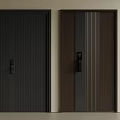 Modern Security Doors With Vertical Stripes Black Brown And Electronic Locks 3d model