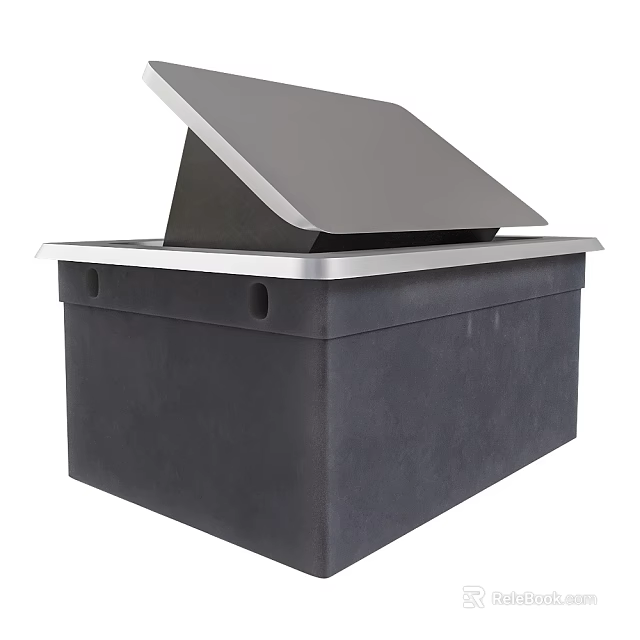 Black Storage Box With Flip Open Lid And Silver Trim 3d model