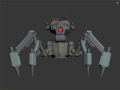 Mechanical Spider Robot Character With Multi Legged Body Red Eye And Armored Structure 3d model