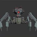 Mechanical Spider Robot Character With Multi Legged Body Red Eye And Armored Structure