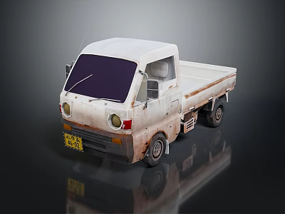 Old White Rusty Truck Model With Weathered Exterior And Details 3d model