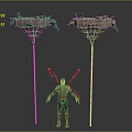 Damaged Basketball Hoops And Spider Man Figure With Mechanical Arms In 3D Model Scene