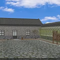 Traditional Garden Landscape with Courtyard Stone Pathway Plants and Stone Lanterns