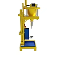 Yellow Frame Industrial Mechanical Device With Blue Base Platform And Funnel Structure 3d model