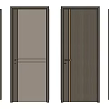 Modern Hinged Doors Featuring Gray Wood Grain Sleek Design Decorative Lines And Handles