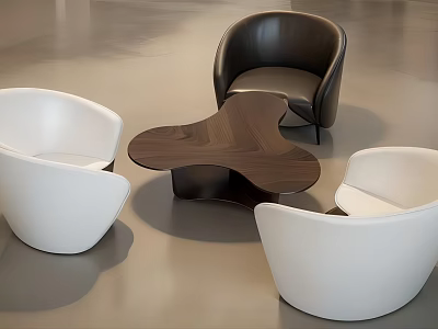 Modern Bar Stools With White Black Design And Wooden Base In Contemporary Interior 3d model