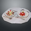Delicious Dessert Plates With Green Cream And Red Sauce Toppings And Fresh Berries