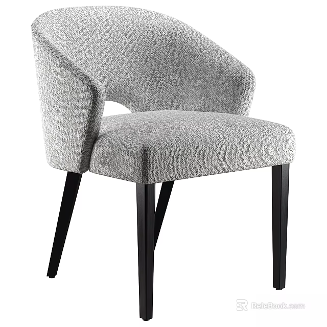 Stylish Gray Fabric Armchair With Black Wooden Legs And Modern Design 3d model 