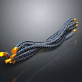 Grey Braided Cable With Multiple Yellow Plugs For Household Daily Use