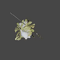 Game Movie Character In White Outfit Yellow Cape Black White Stripes And Spear Design