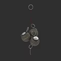Hand Grenades Weapon With Metal Bodies Hanging On Red String