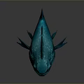 Blue Aquatic Fish With Sharp Teeth Glowing Eyes And Fierce Deep Sea Look