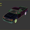 Black Pickup Truck 3D Render With Single Cab Shiny Surface And Alloy Wheels